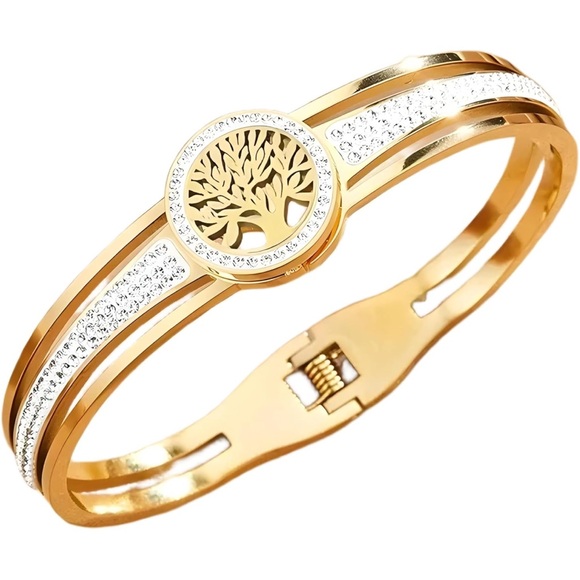 NEW Gold & Stainless Steel Tree Of Life Bracelet - Picture 1 of 6